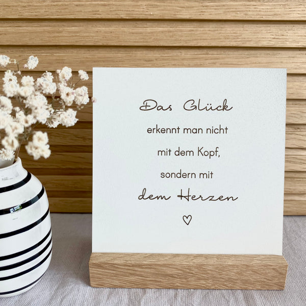 Täfelchen mit Aufsteller 'Glück im Herzen'