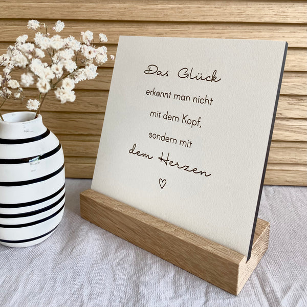 Täfelchen mit Aufsteller 'Glück im Herzen'
