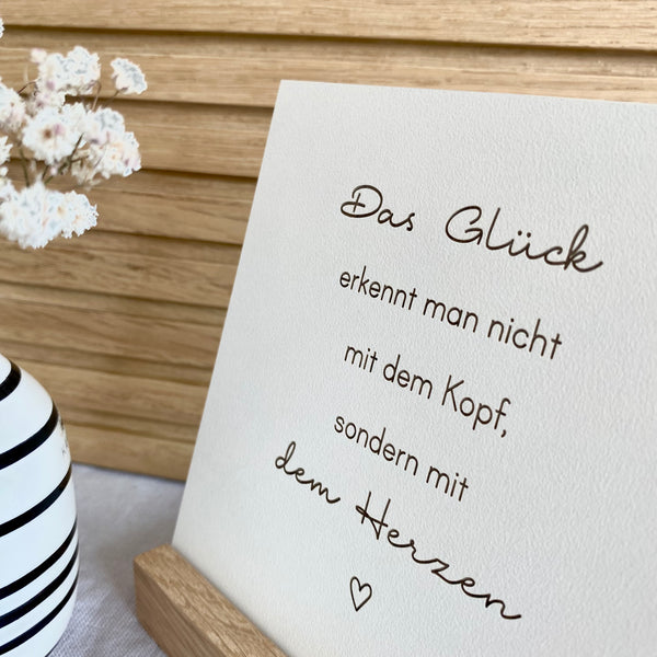 Täfelchen mit Aufsteller 'Glück im Herzen'