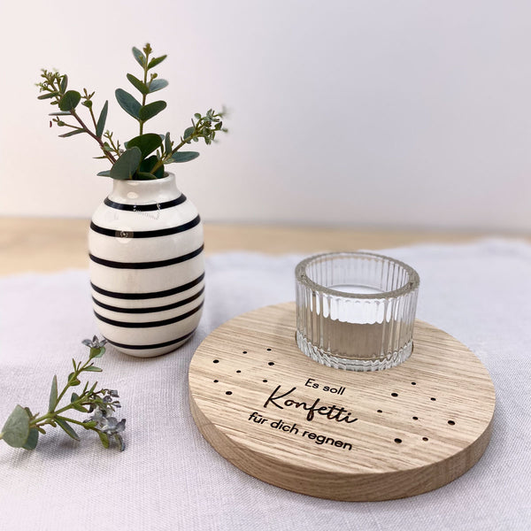 Tellerchen mit Teelichtglas 'Konfetti'