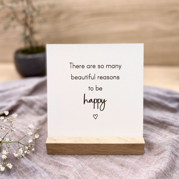 Täfelchen mit Aufsteller 'happy'