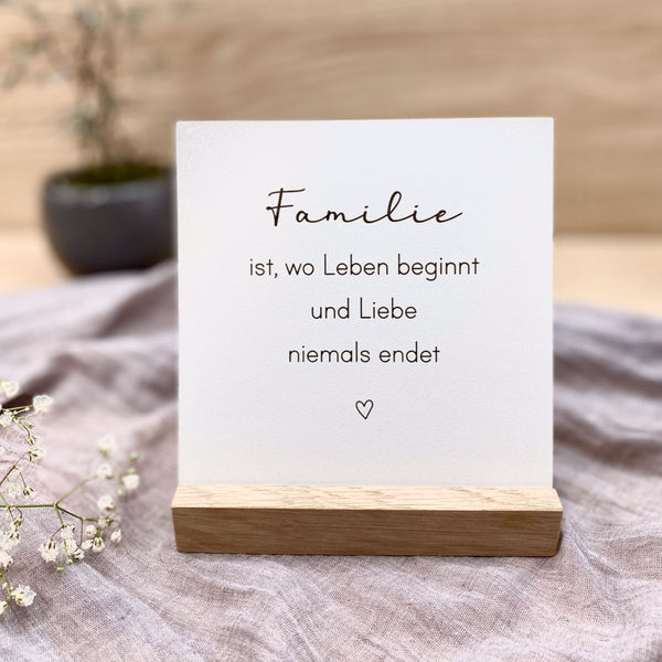 Täfelchen mit Aufsteller 'Familie'