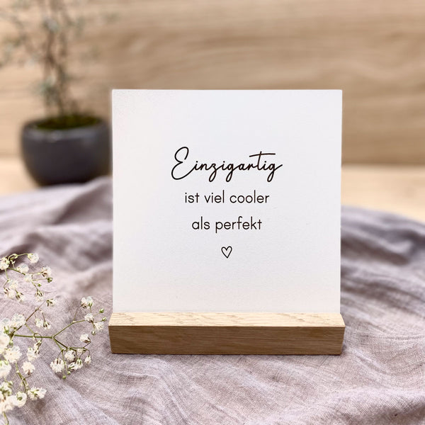 Täfelchen mit Aufsteller 'einzigartig'