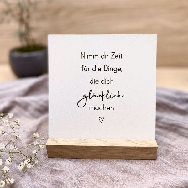 Täfelchen mit Aufsteller 'glücklich'