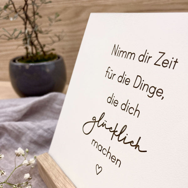 Täfelchen mit Aufsteller 'glücklich'