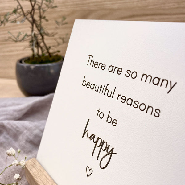 Täfelchen mit Aufsteller 'happy'