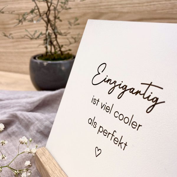 Täfelchen mit Aufsteller 'einzigartig'